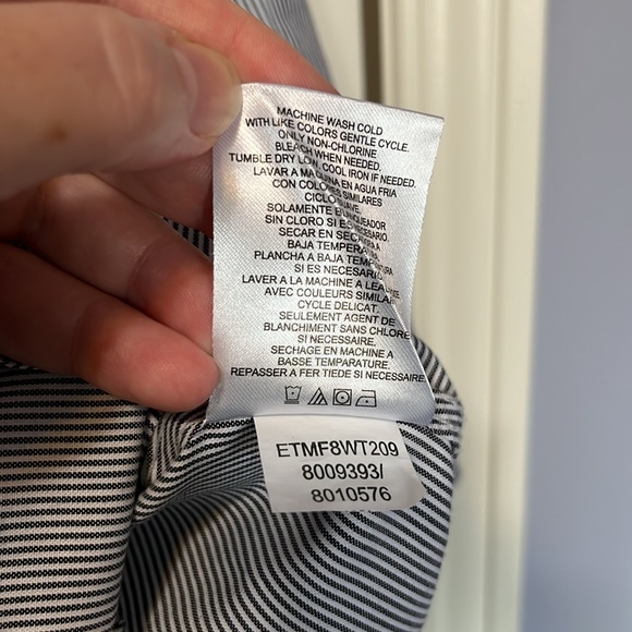 Women's Ellen Tracy Button-Down Blouse Office Shirt 3/4 Sleeve Striped Business - Picture 7 of 7